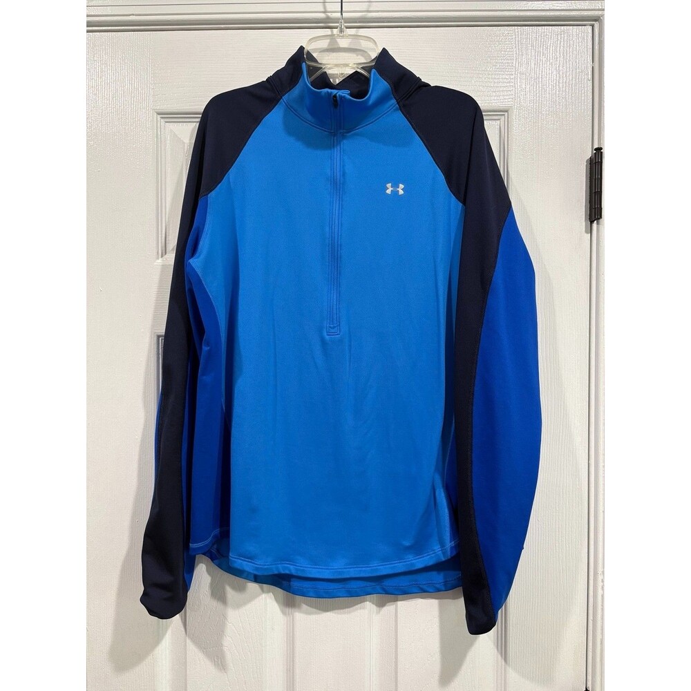 Under Armour ColdGear Fitted 1/4 Zip Pullover Blue Navy Men's XL Athletic